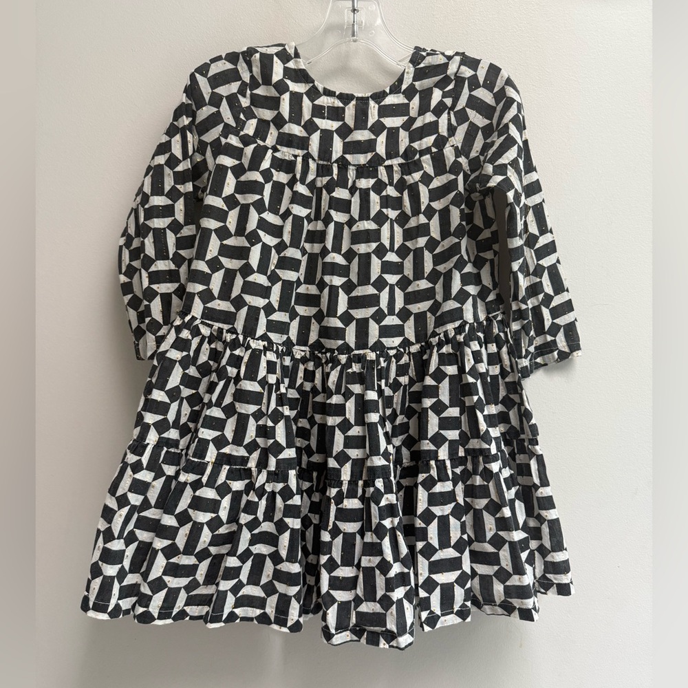 PINK CHICKEN Girls Black and Gold Caviar Octagon Penelope Dress - Size 2T - Picture 4 of 10